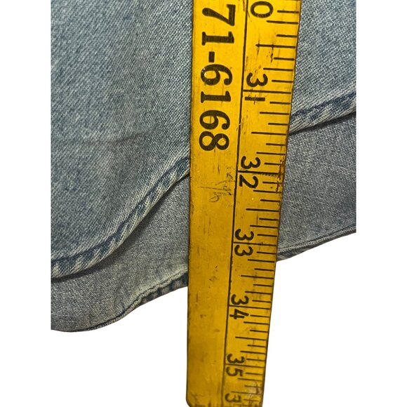 Vintage Men's XXL Denim Shirt Embroidered Star Stripe Design Pockets Y2K Westen - Picture 16 of 16